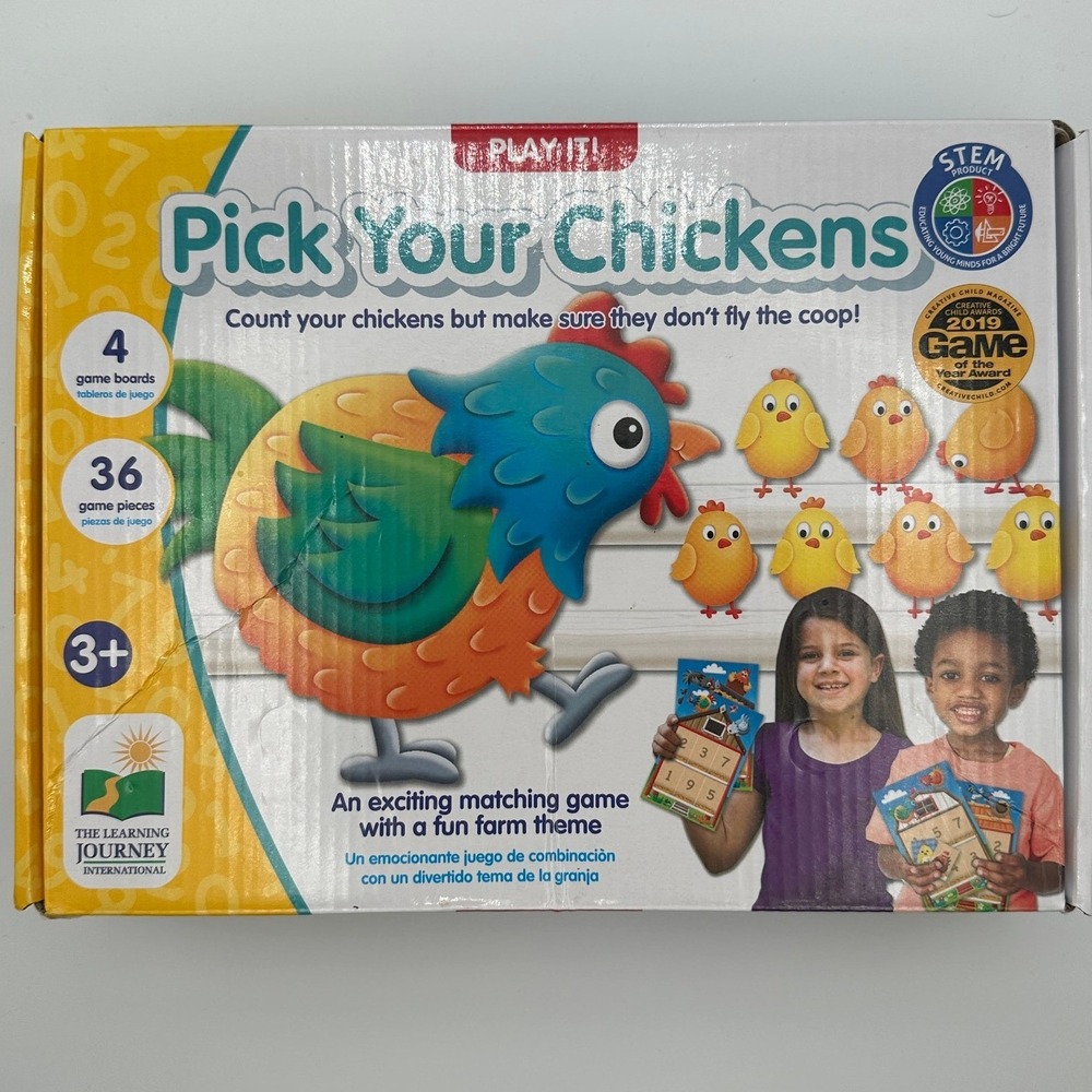 The Learning Journey Pick Your Chickens Farm Matching STEM Board Game Ages 3+